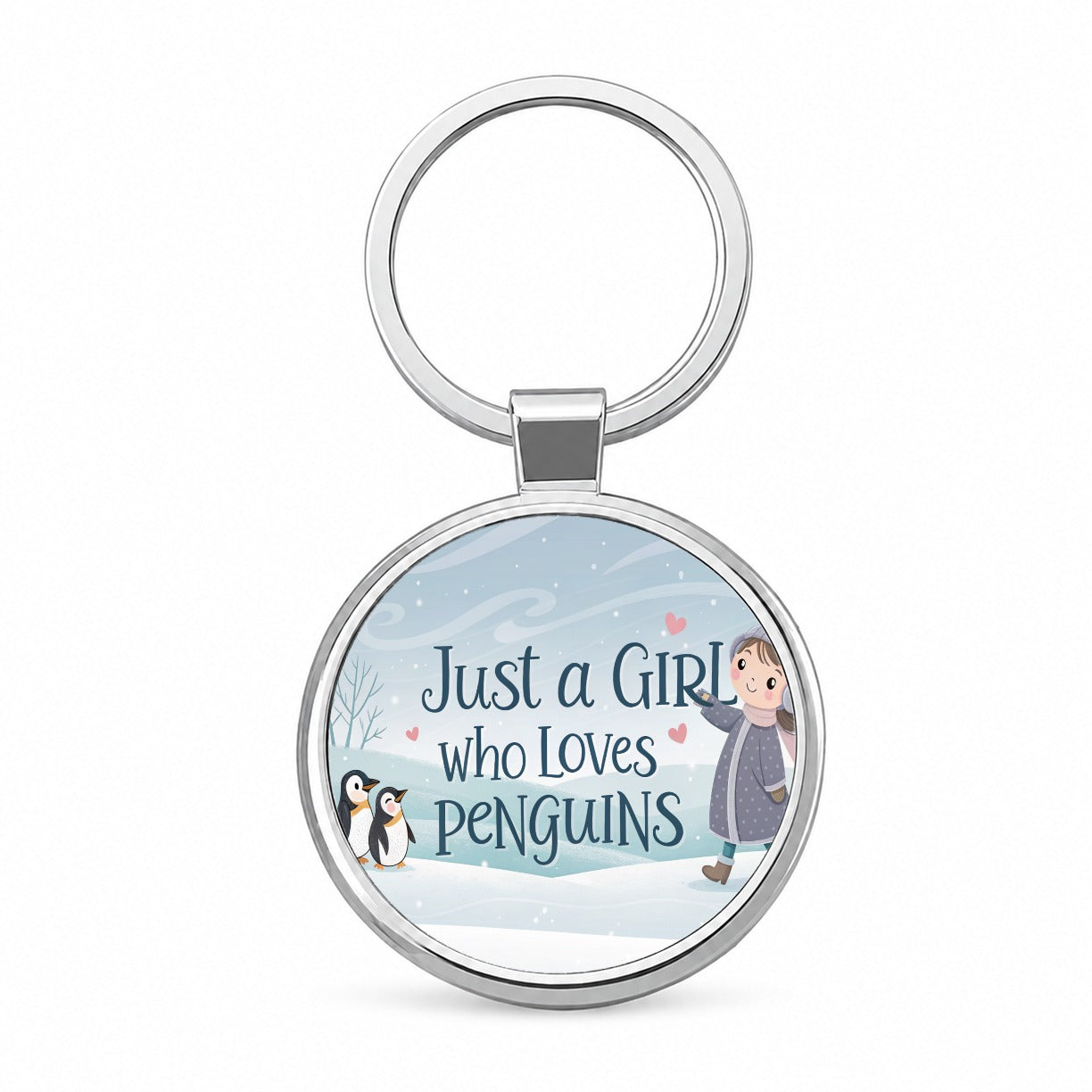 Just A Girl Who Loves Penguins Cute Round Metal Keychain