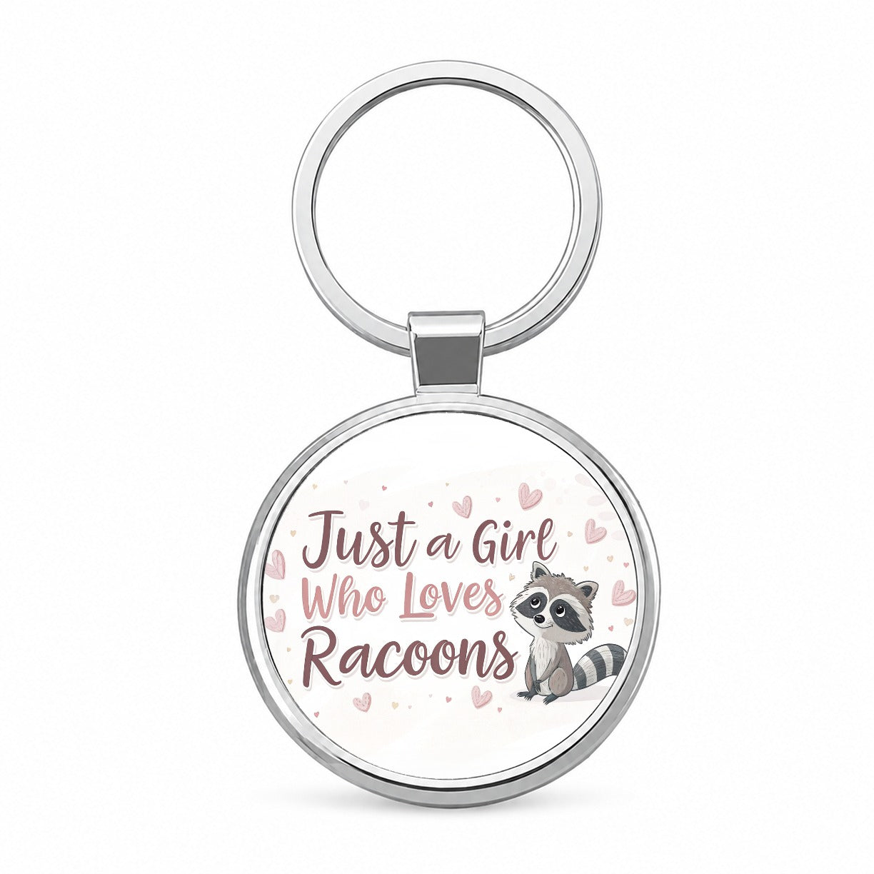 Just A Girl Who Loves Raccoons Cute Round Metal Keychain