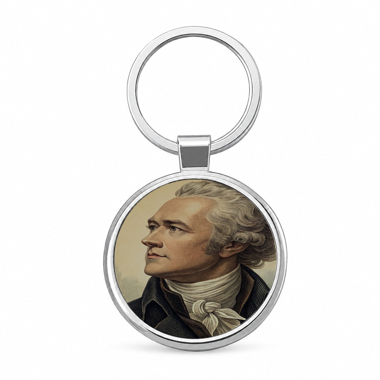 Alexander Hamilton Patriot Art Round Metal Keychain