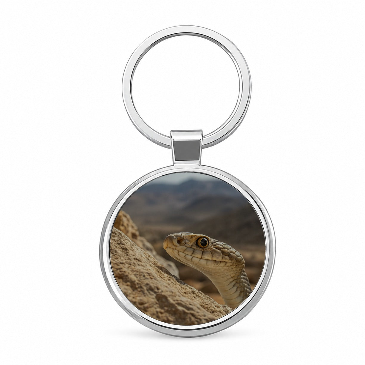 Asp Snake Wildlife Nature Round Metal Keychain