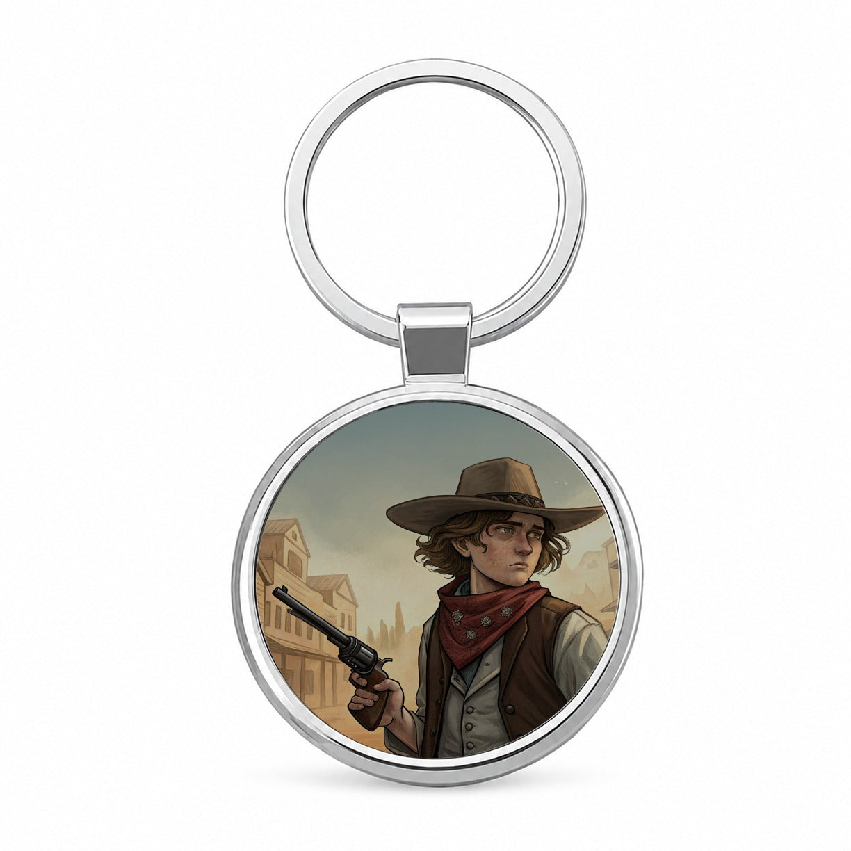 Billy the Kid Outlaw Round Metal Keychain