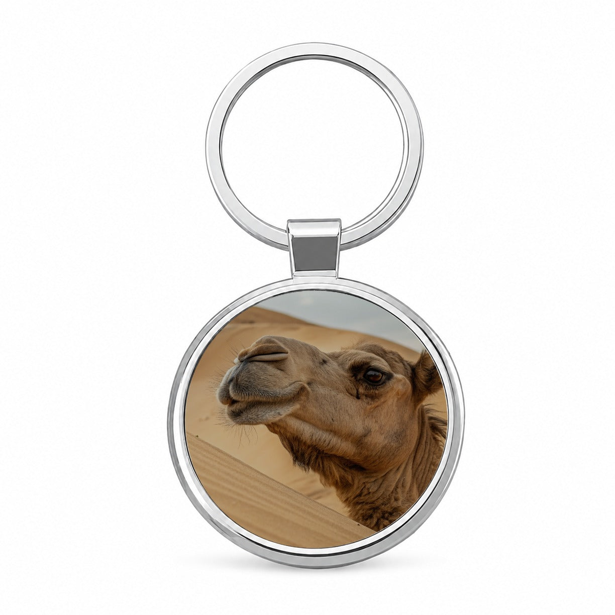 Camel Desert Wildlife Nature Round Metal Keychain
