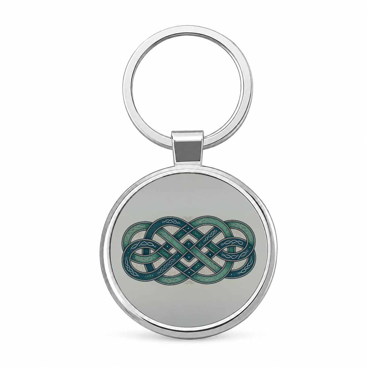 Irish Celtic Intricate Knot Round Metal Keychain