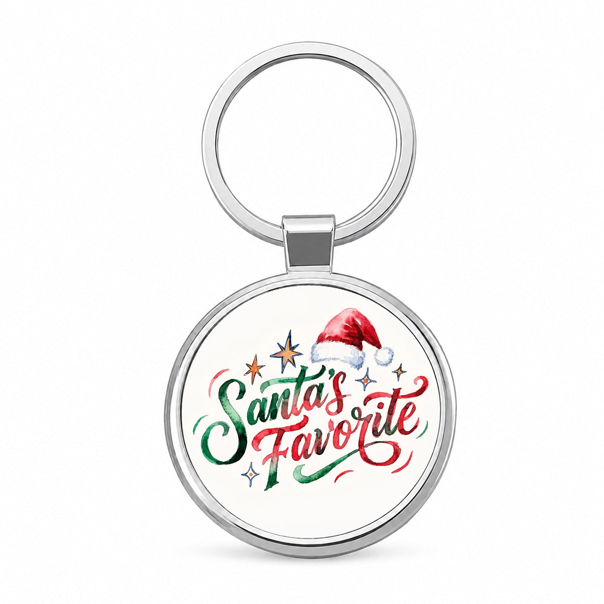 Santa's Favorite Christmas Funny Red Green Round Metal Keychain