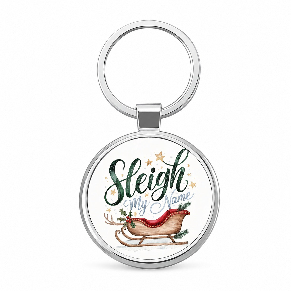 Sleigh Say My Name Christmas Funny Round Metal Keychain