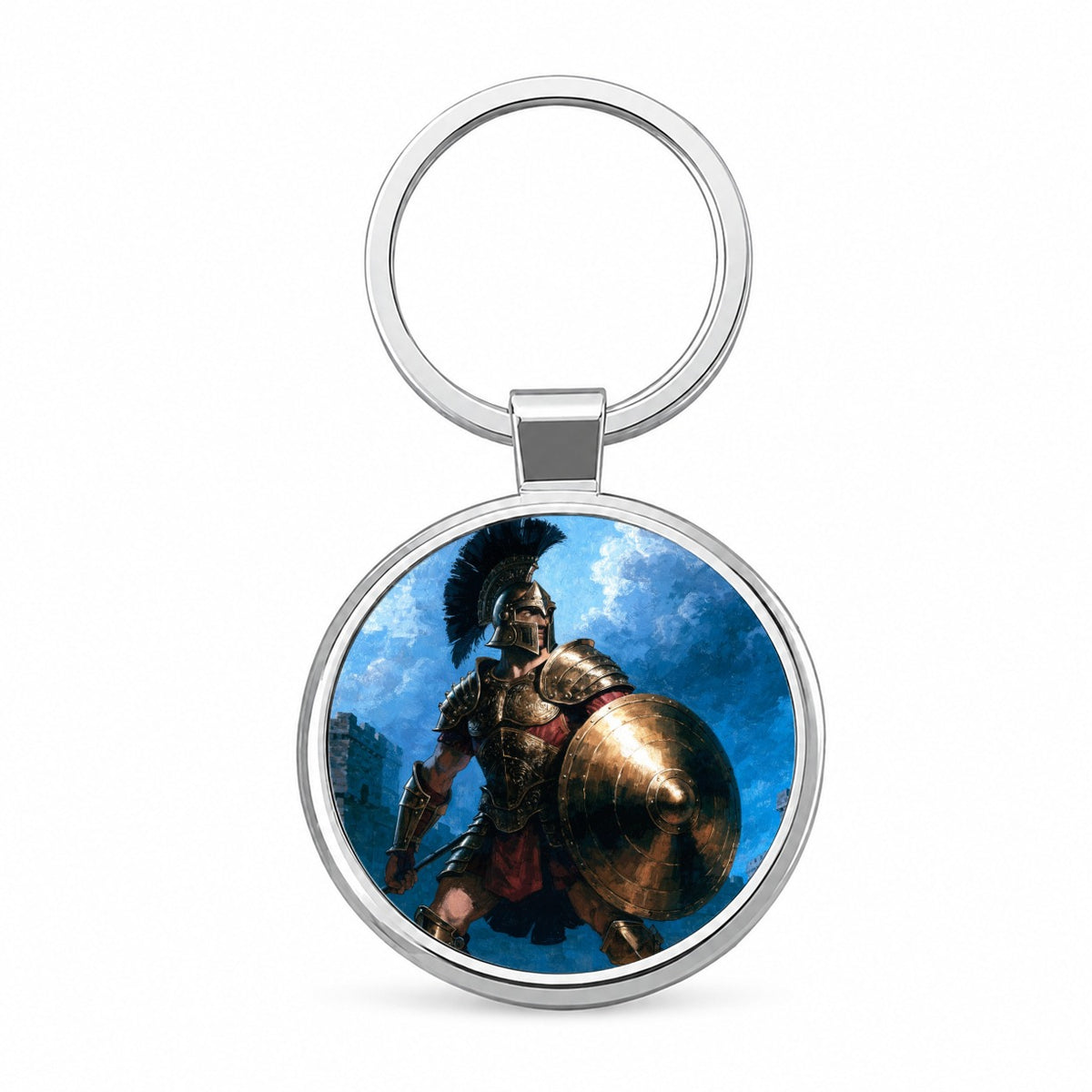 Achilles Greek Warrior Round Metal Keychain