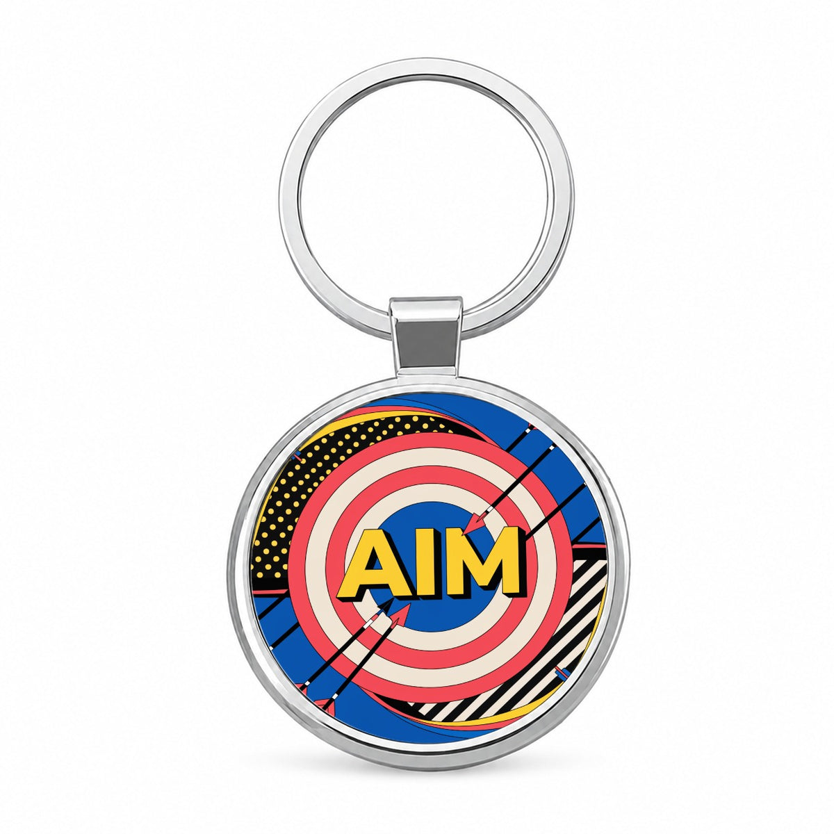 Archery Bow Arrow Target Round Metal Keychain