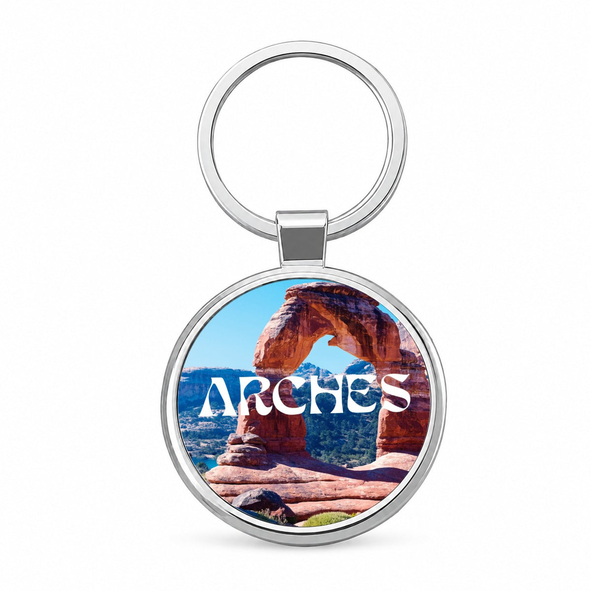 Arches Utah Travel Round Metal Keychain