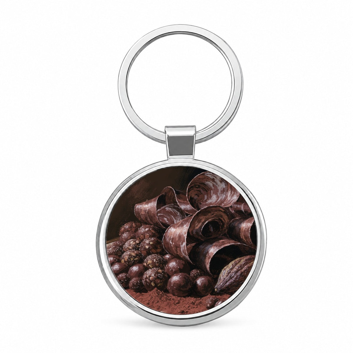 Artisan Chocolate Truffles Round Metal Keychain