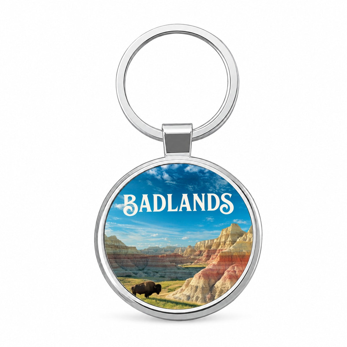 Badlands South Dakota Travel Round Metal Keychain