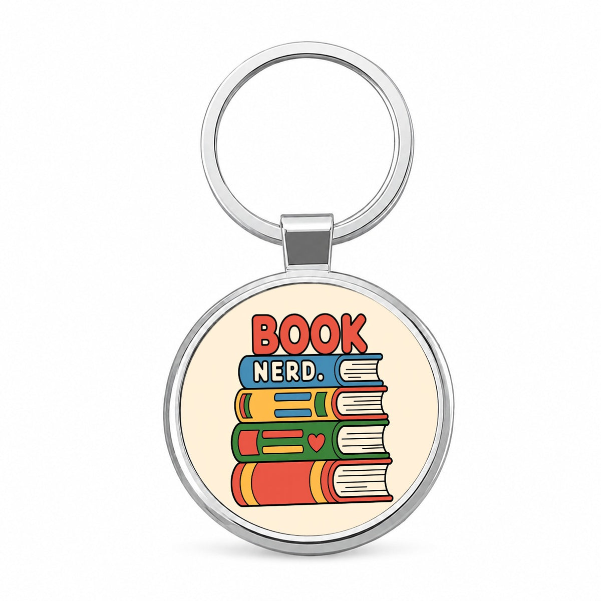 Book Nerd Reader Cute Funny Round Metal Keychain