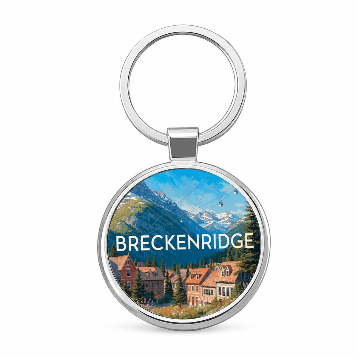 Breckenridge Colorado Mountains Travel Round Metal Keychain