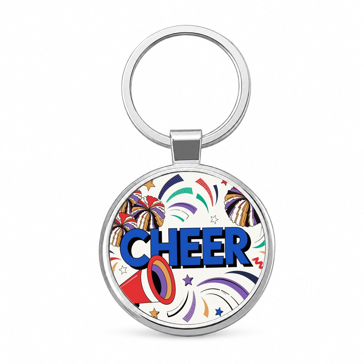 Cheer Cheerleader Colorful Round Metal Keychain