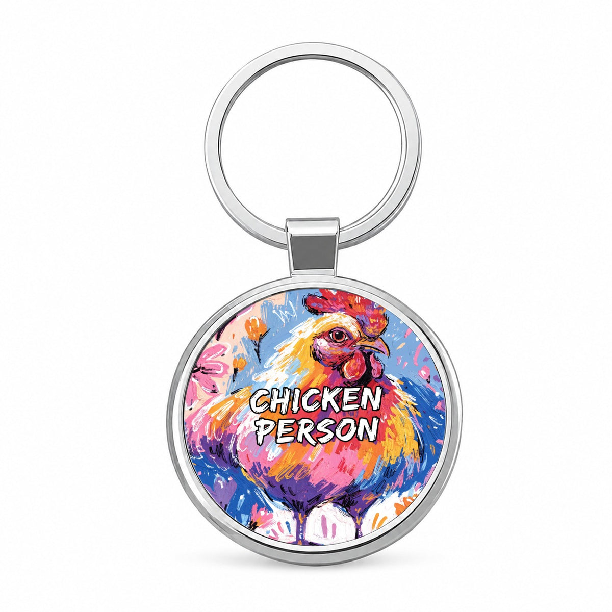 Chicken Person Funny Round Metal Keychain