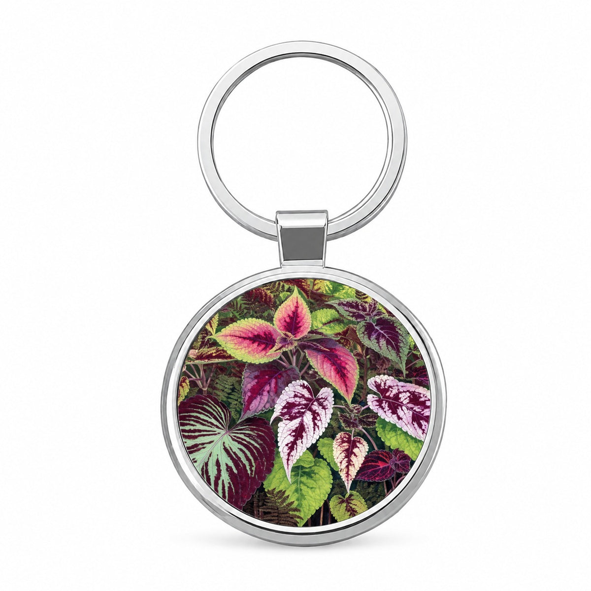 Colorful Coleus Garden Round Metal Keychain