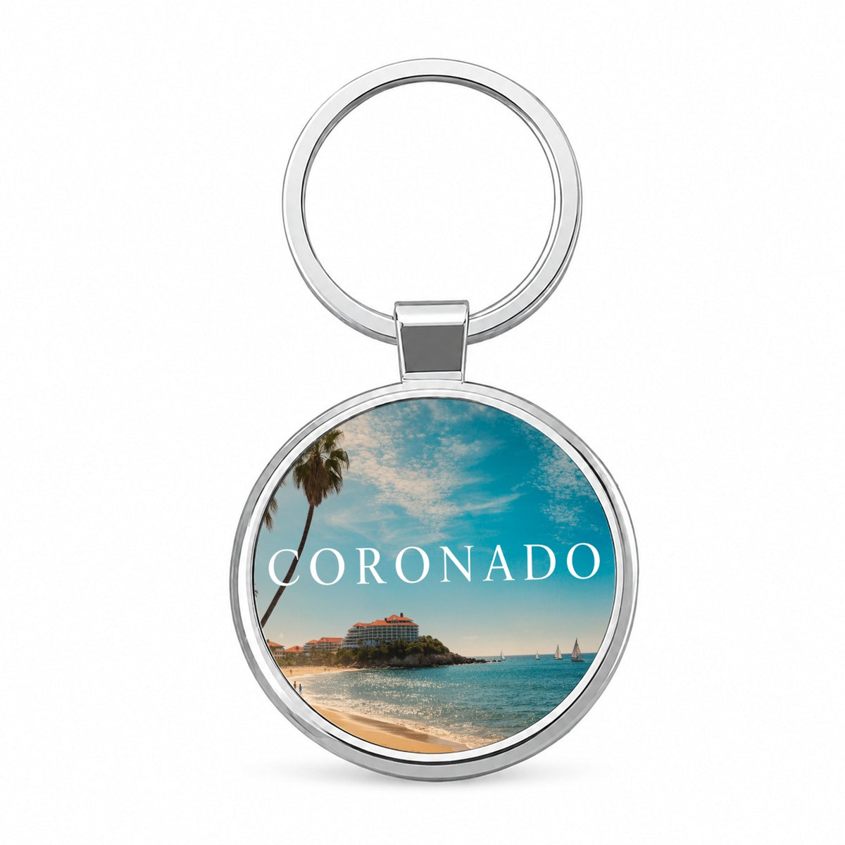Coronado California Travel Round Metal Keychain
