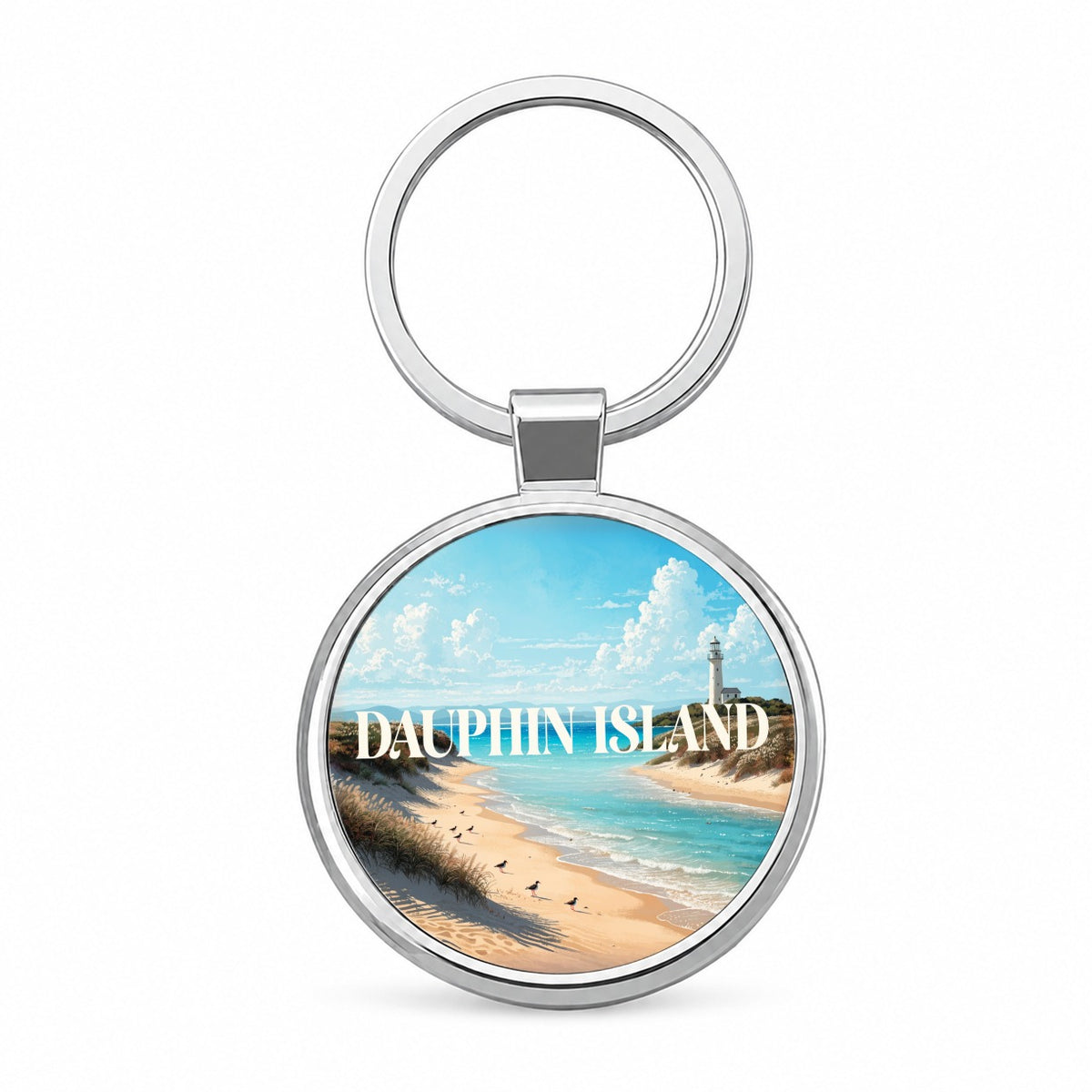 Dauphin Island Alabama Travel Round Metal Keychain