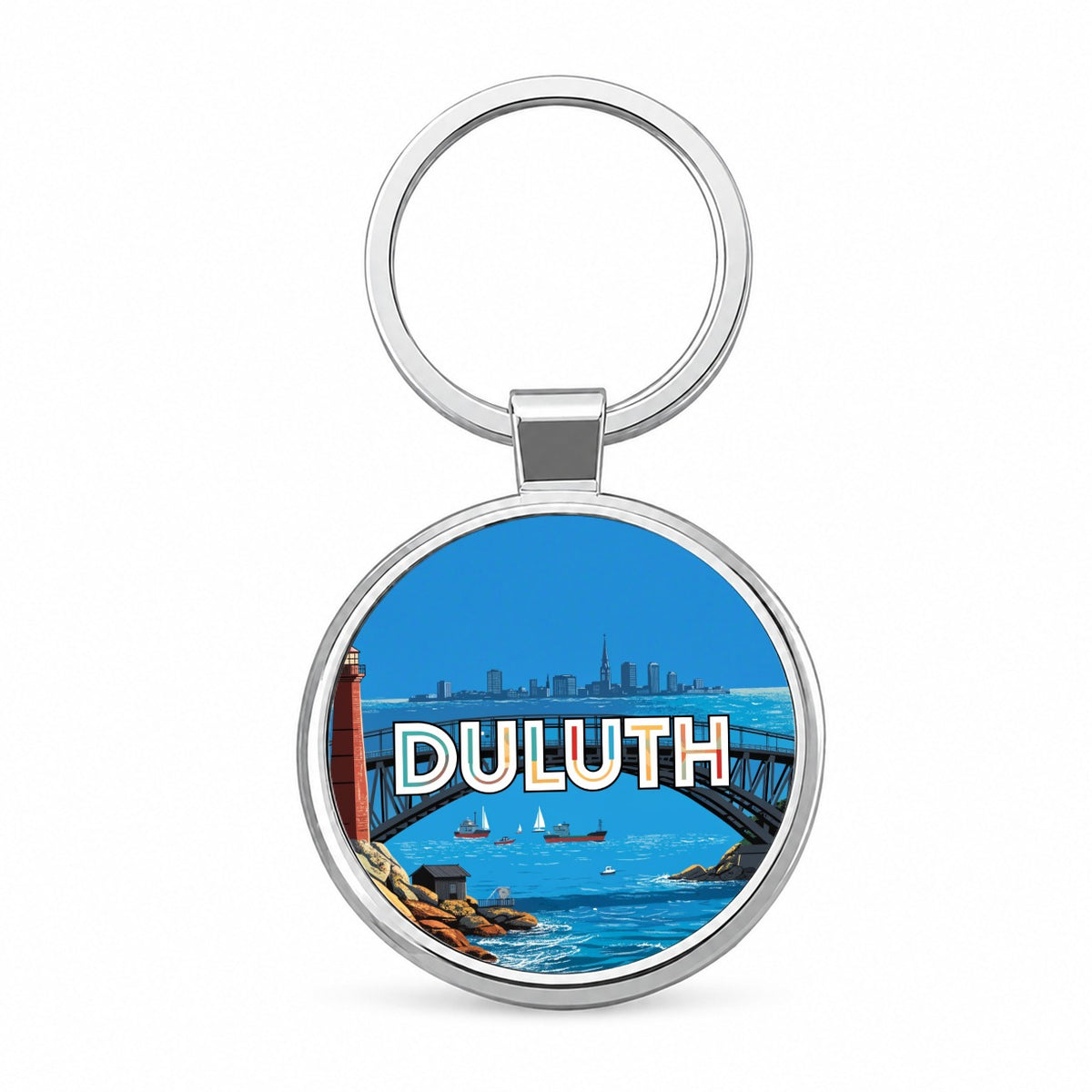 Duluth Minnesota Travel Round Metal Keychain