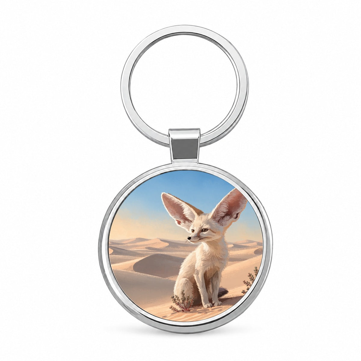 Fennec Fox Desert Round Metal Keychain