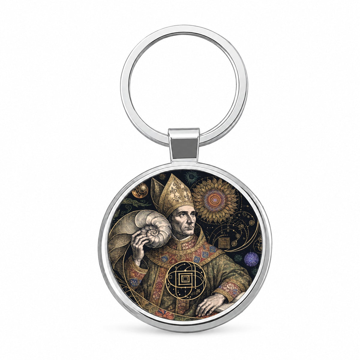 Fibonacci Mathematician Round Metal Keychain