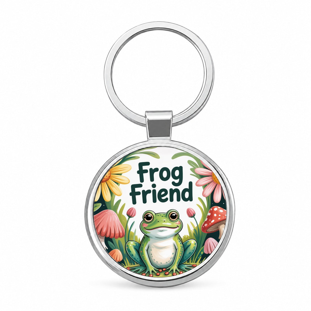 Frog Friend Charming Round Metal Keychain