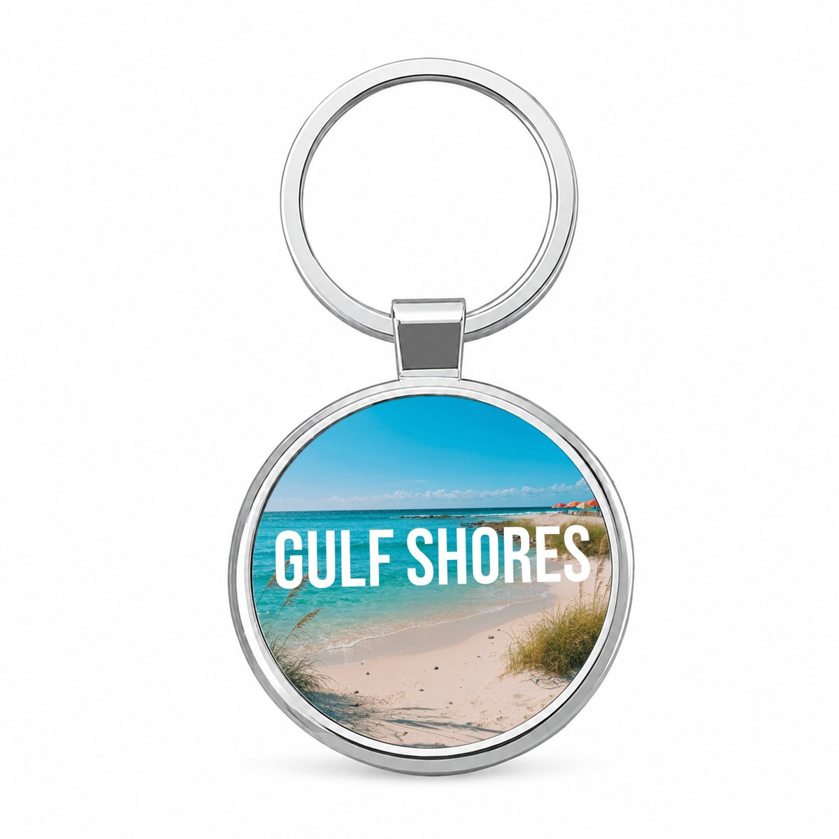 Gulf Shores Alabama Travel Round Metal Keychain