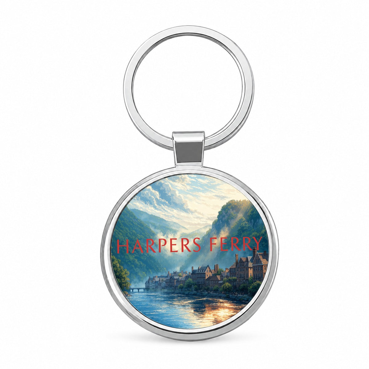 Harpers Ferry West Virginia Travel Round Metal Keychain