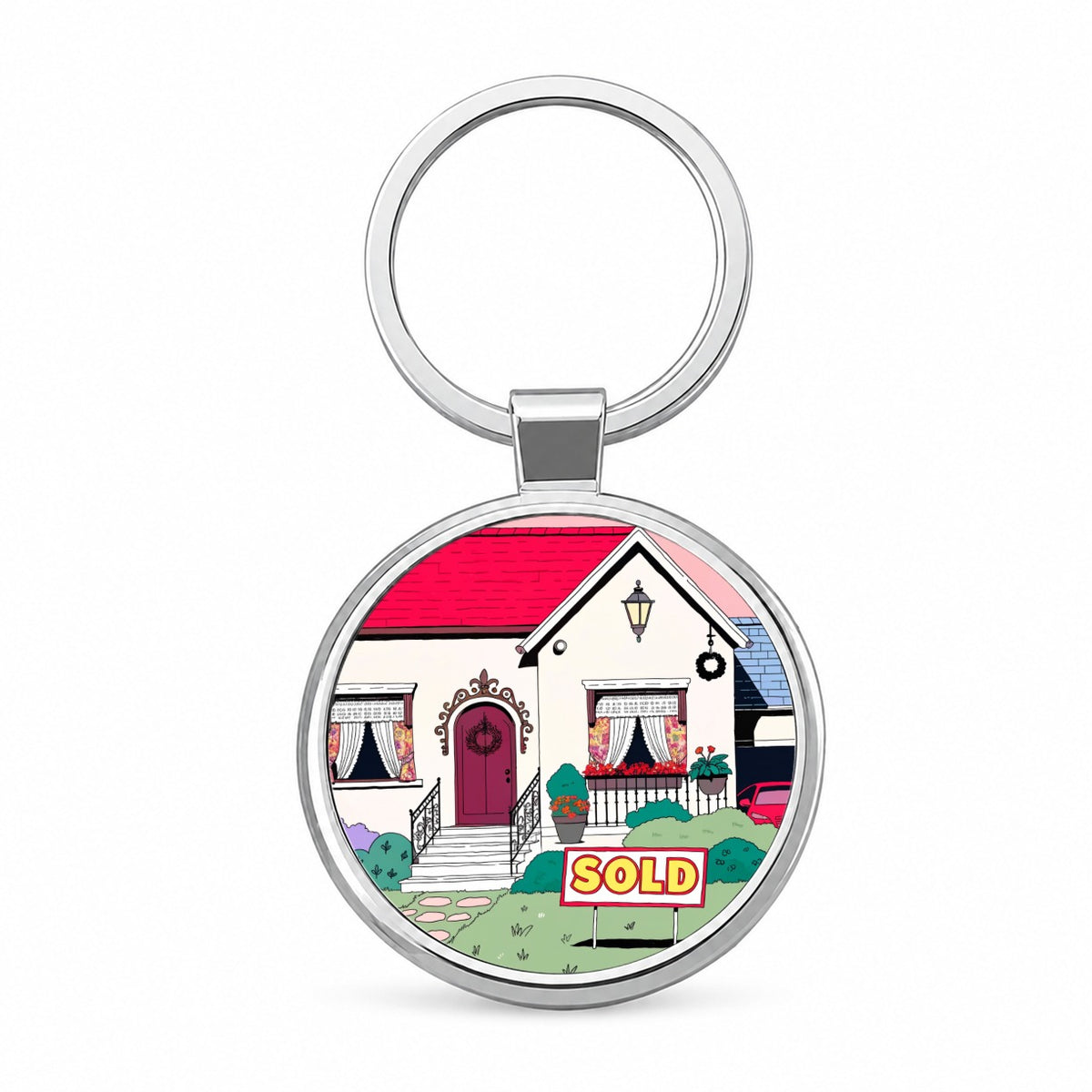 House Sold Realtor Real Estate Round Metal Keychain