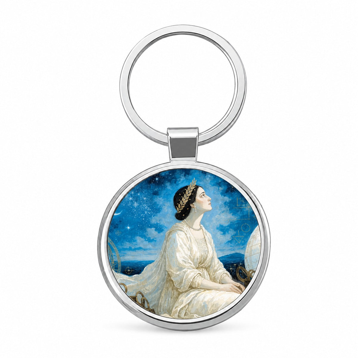 Hypatia Ancient Astronomer Round Metal Keychain