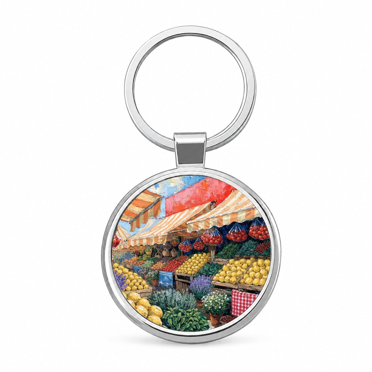 Italian Market Summer Round Metal Keychain
