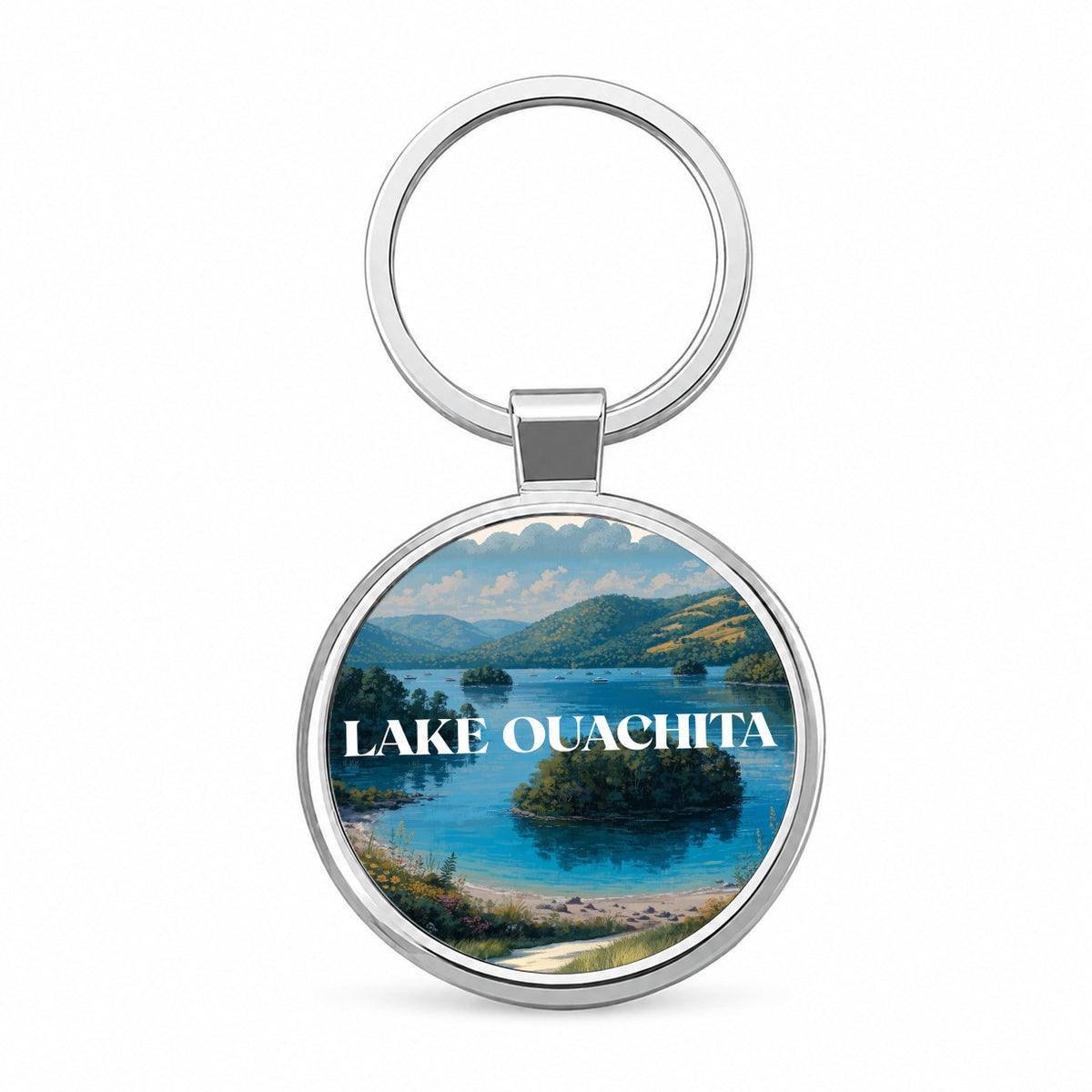 Lake Ouachita Arkansas Travel Round Metal Keychain