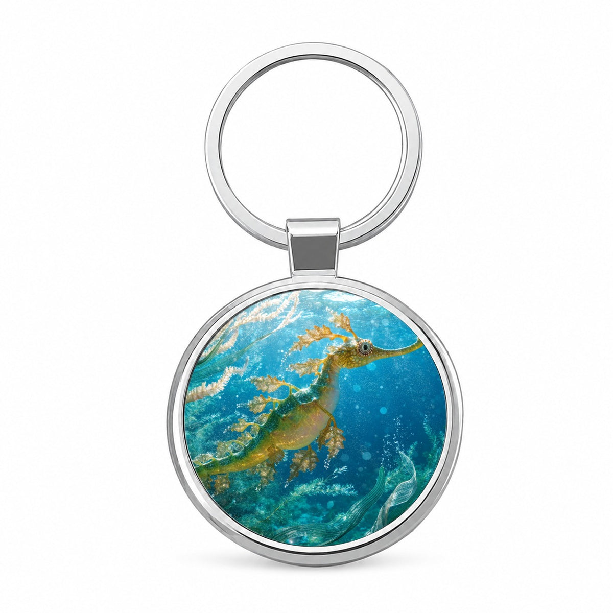 Leafy Seadragon Ocean Round Metal Keychain
