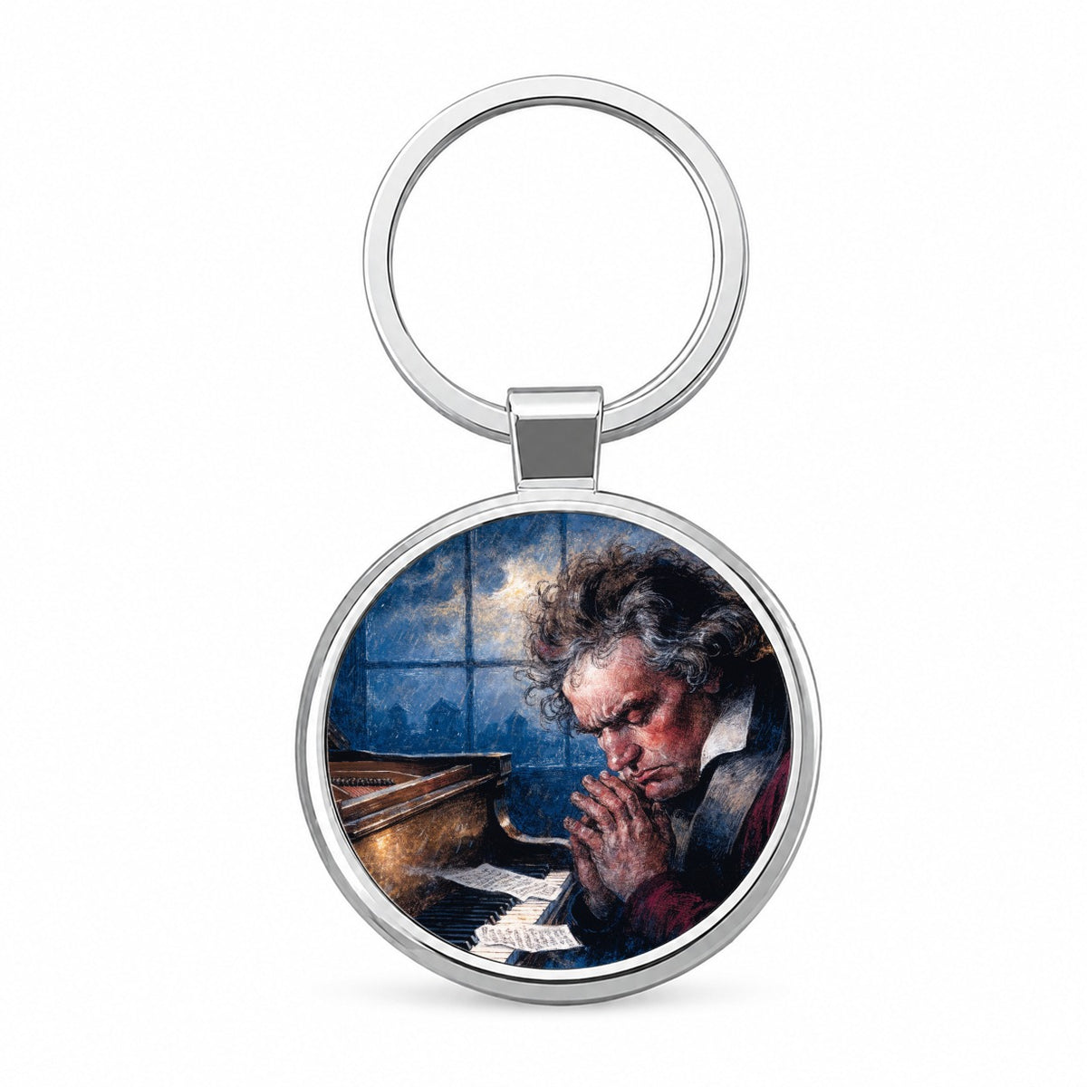 Ludwig Van Beethoven Composer Round Metal Keychain