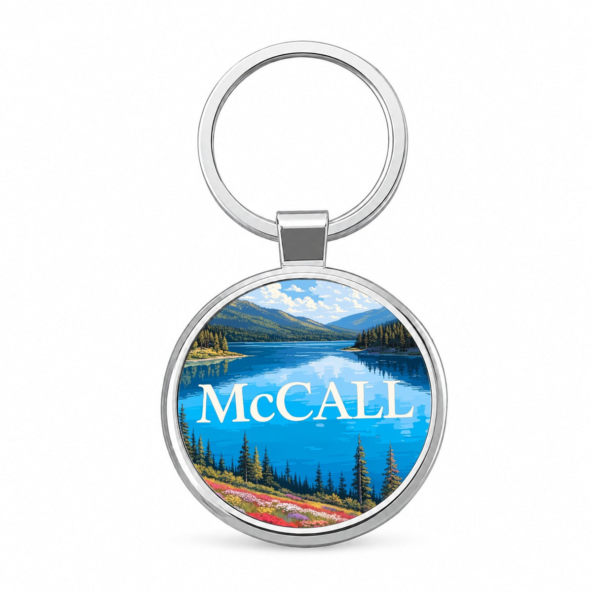 McCall Idaho Travel Round Metal Keychain