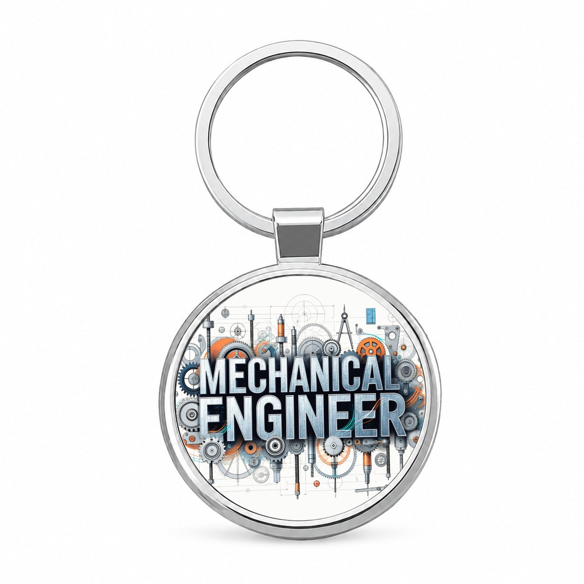 Mechanical Engineer Round Metal Keychain