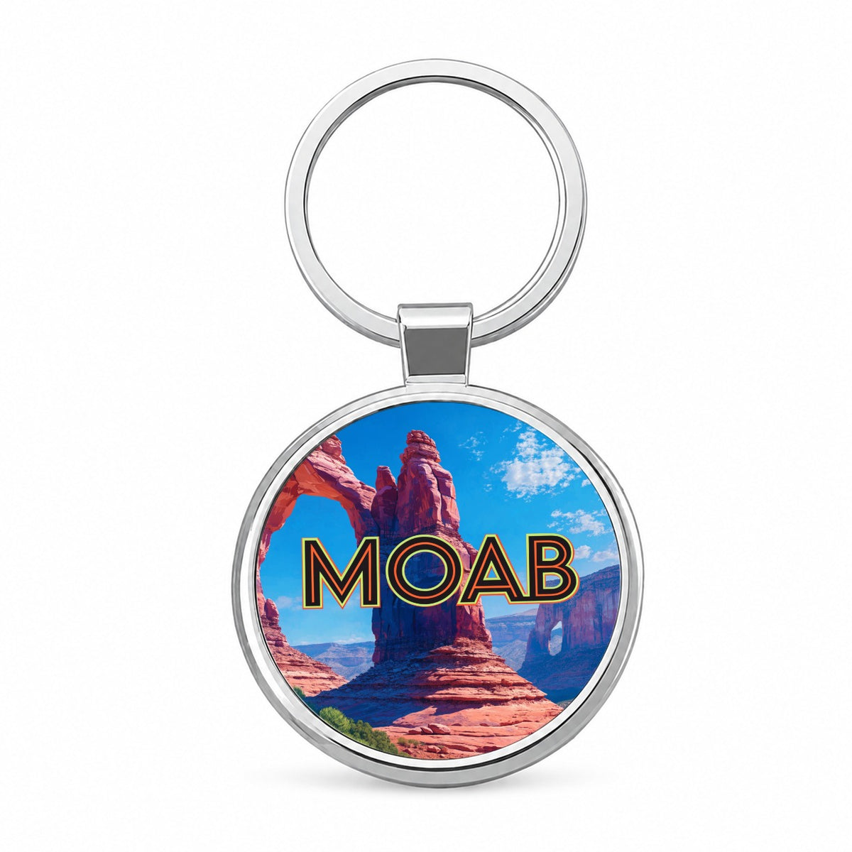Moab Utah Travel Round Metal Keychain
