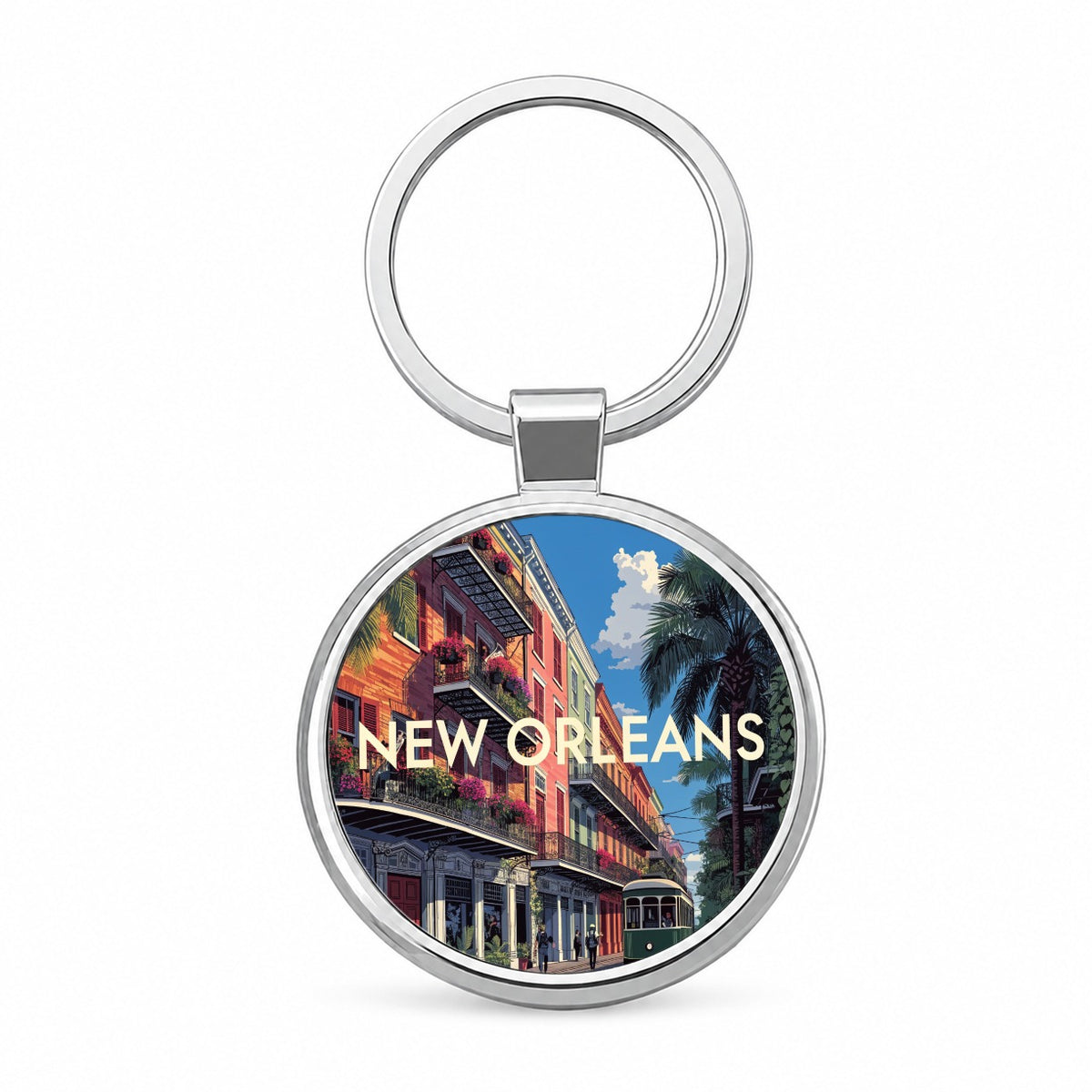 New Orleans Louisiana Travel Round Metal Keychain