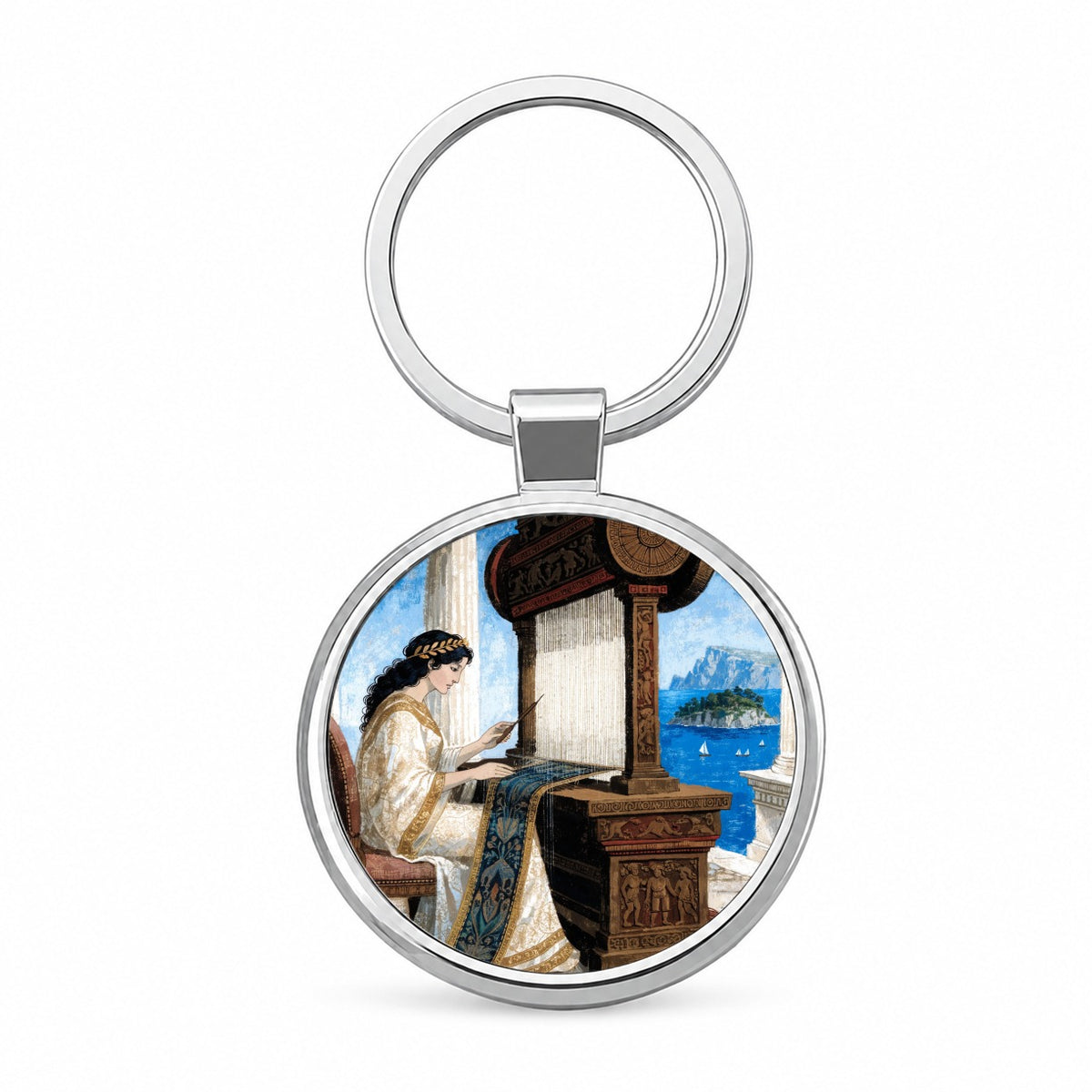 Penelope Greek Mythology Round Metal Keychain