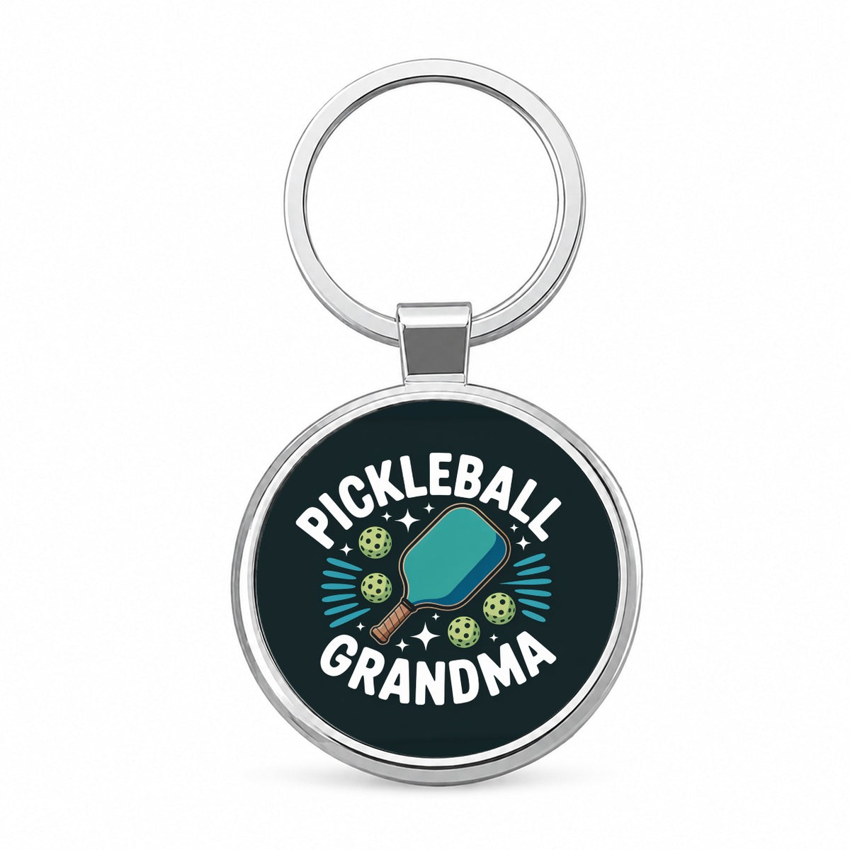 Pickleball Grandma Round Metal Keychain
