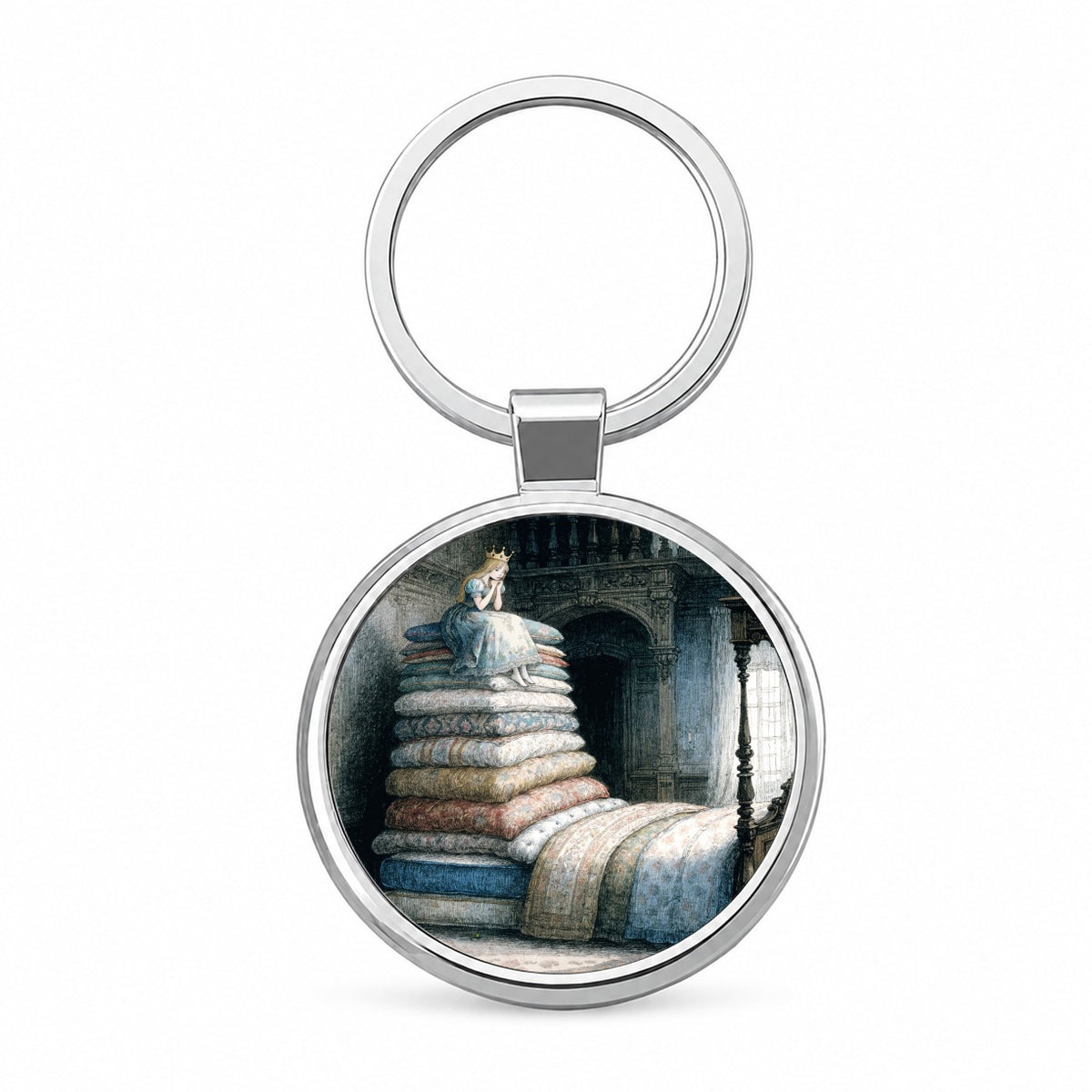 Princess Pea Fairy Tale Round Metal Keychain