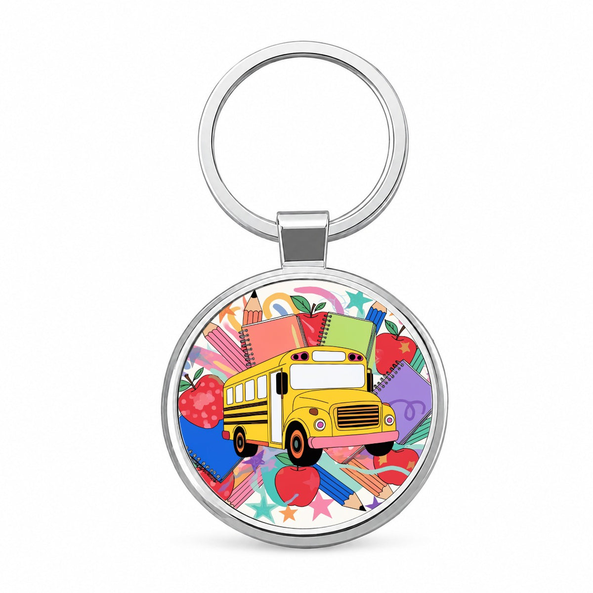 School Bus Driver Teacher Principle Round Metal Keychain