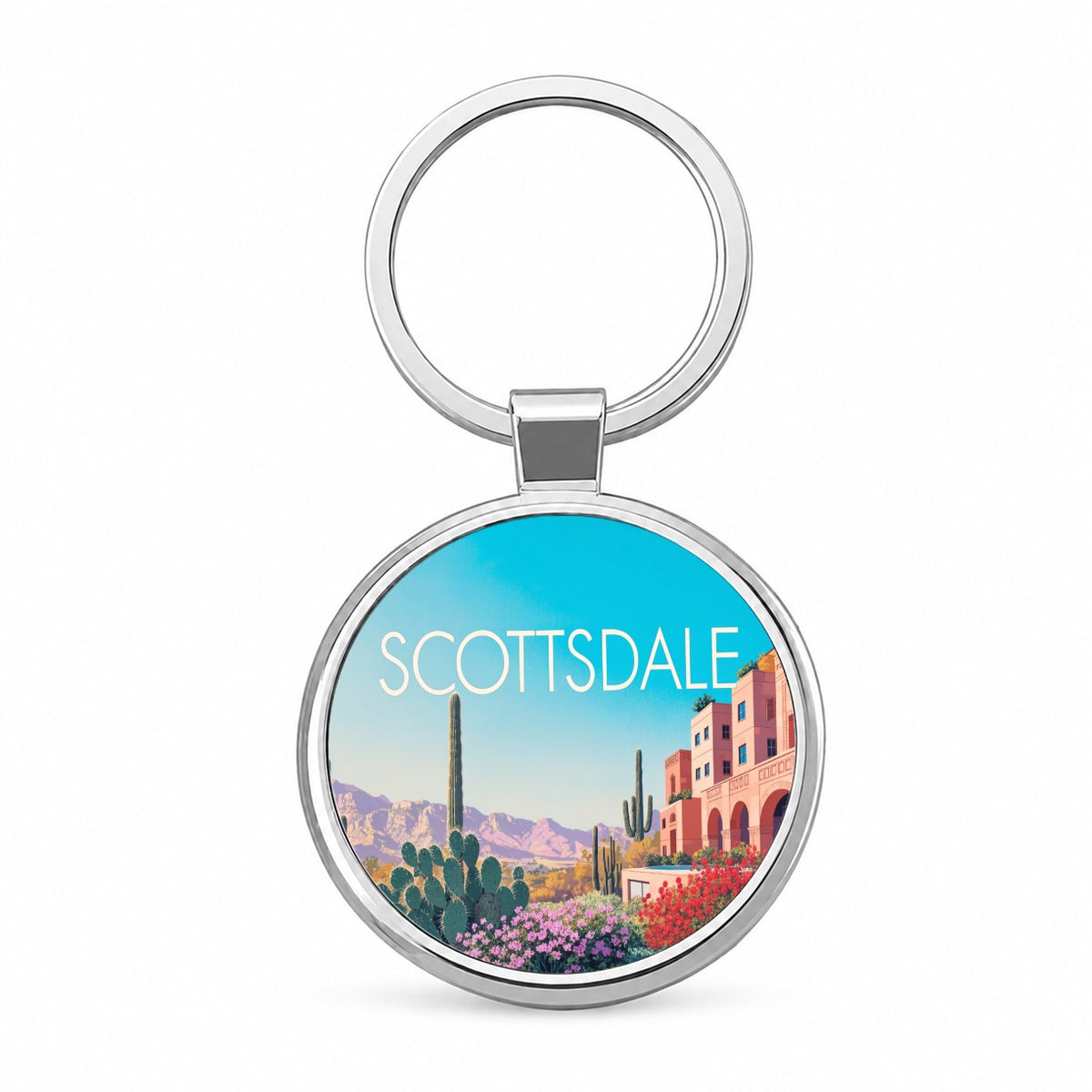 Scottsdale Arizona Travel Round Metal Keychain