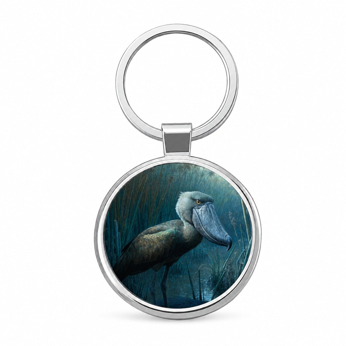 Shoebill Whale Headed Stork Wetlands Round Metal Keychain