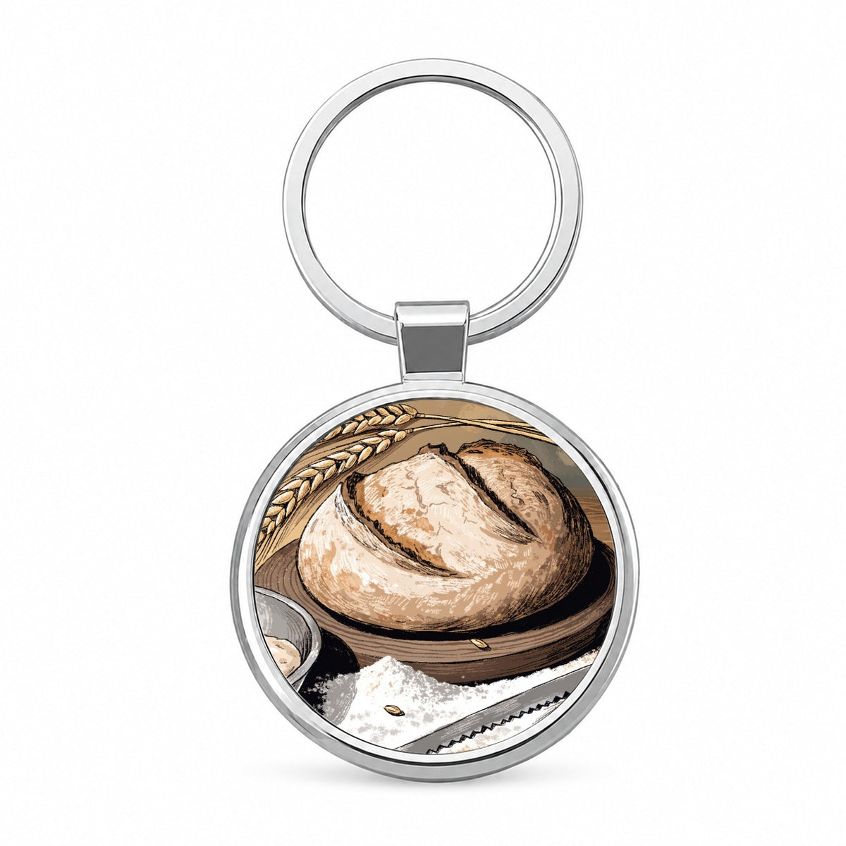 Sourdough Bread Baking Round Metal Keychain