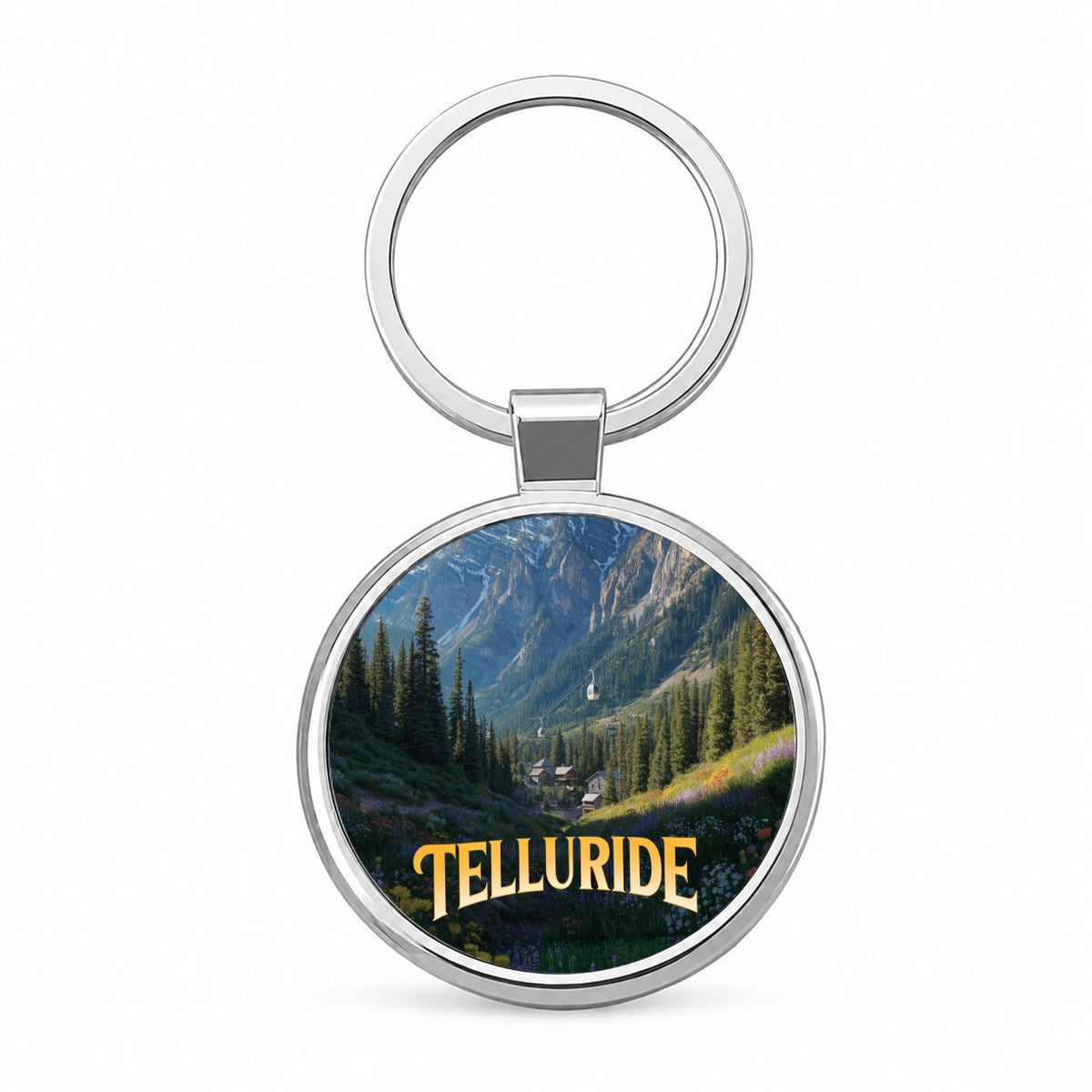 Telluride Colorado Travel Round Metal Keychain