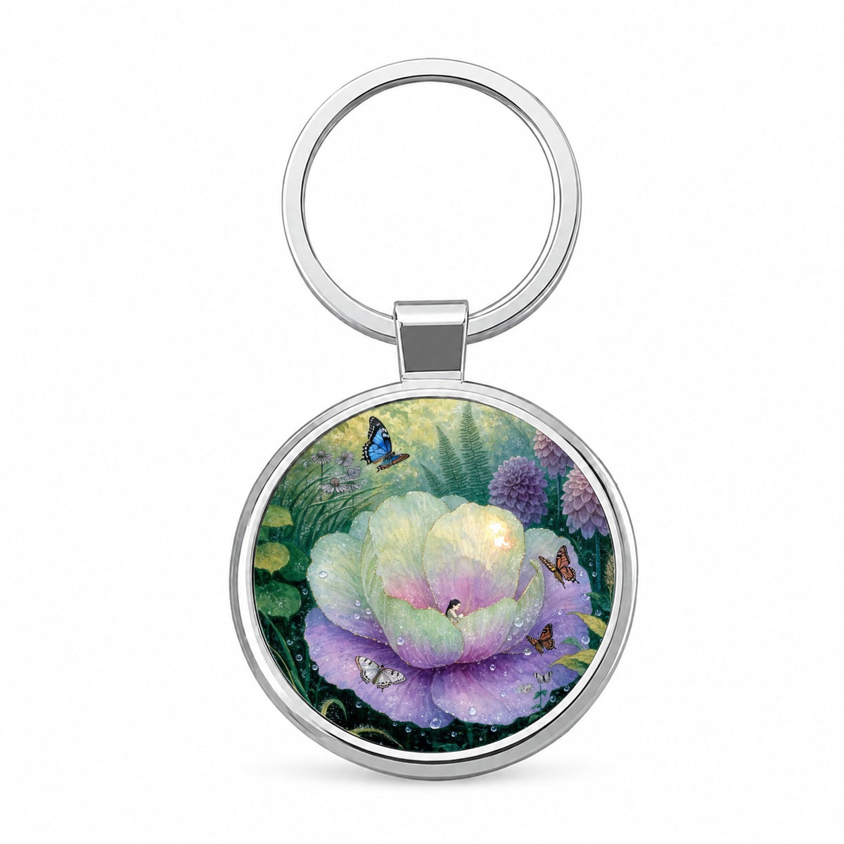 Thumbelina Fairy Tale Round Metal Keychain
