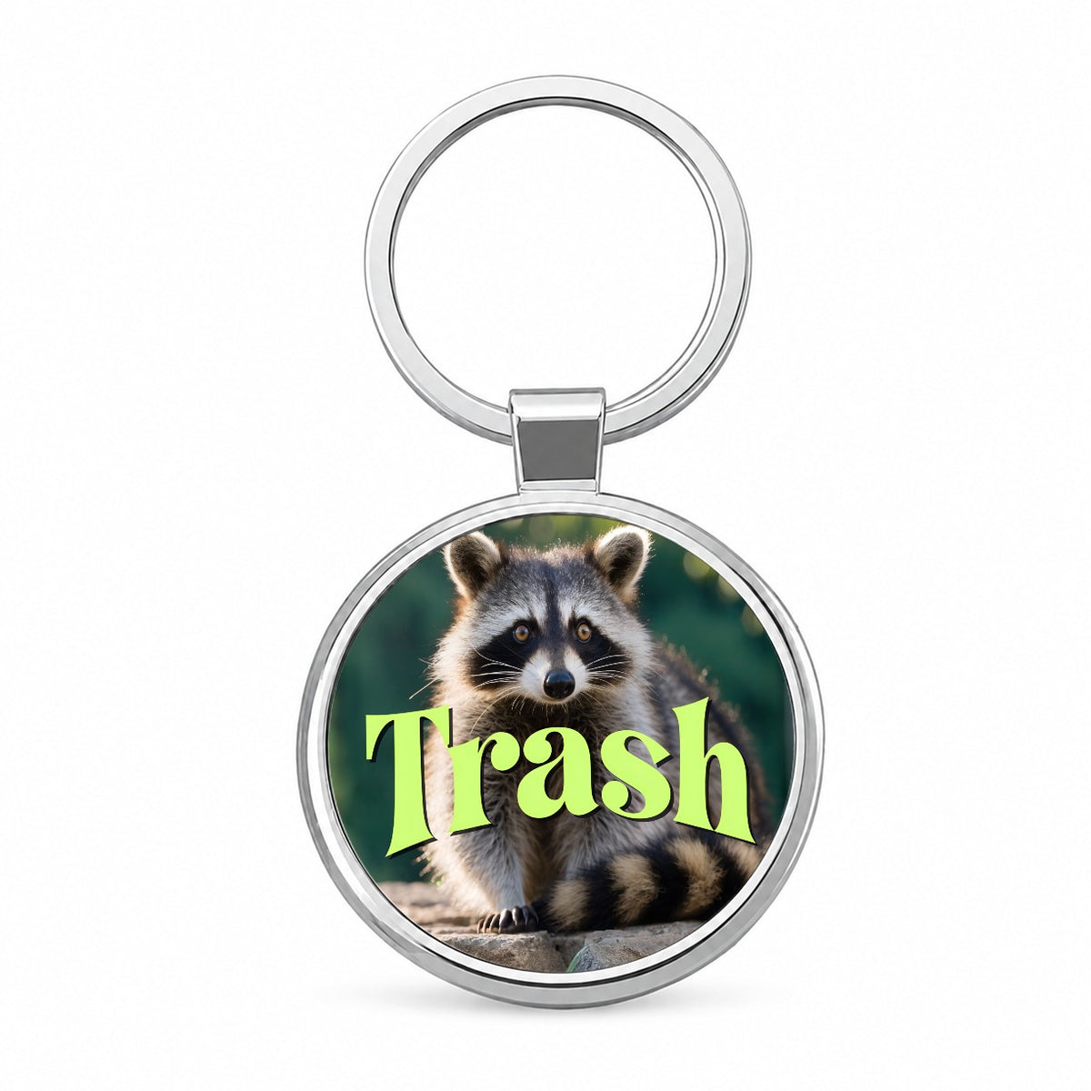 Trash Raccoon Funny Round Metal Keychain