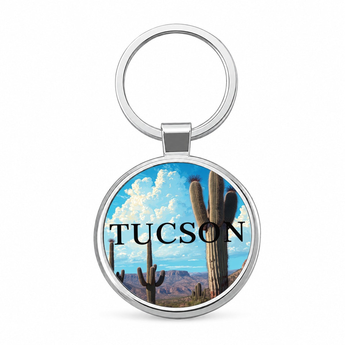 Tucson Arizona Travel Round Metal Keychain