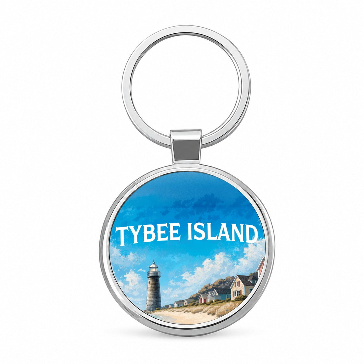 Tybee Island Georgia Travel Round Metal Keychain