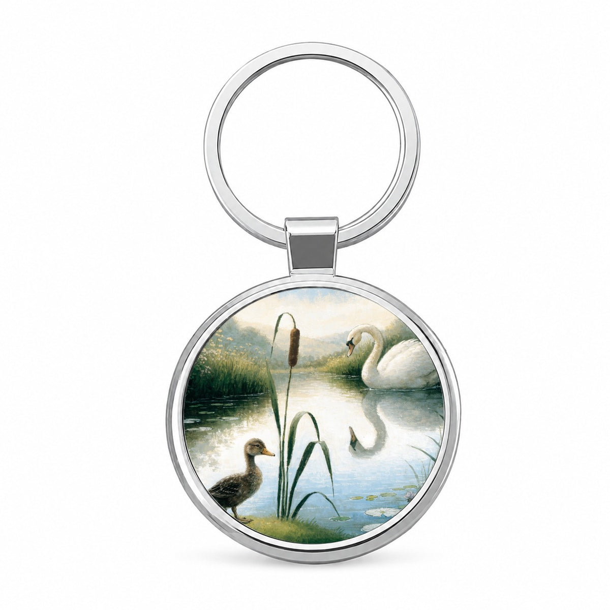 Ugly Duckling Fairy Tale Round Metal Keychain